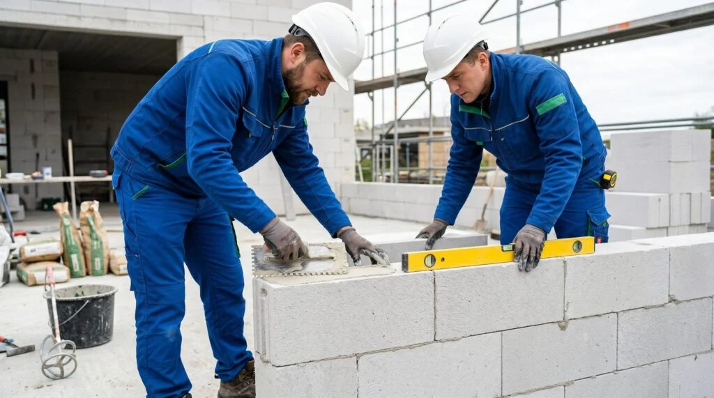 Клей и инструмент для кладки газобетона