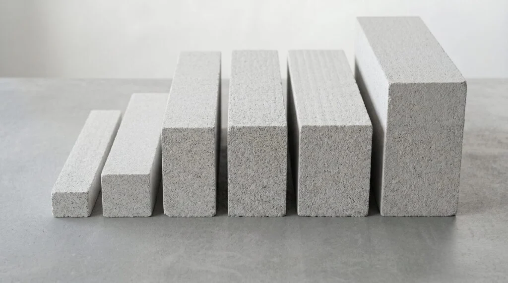 Газоблоки ВКБлок разной толщины 625×300×200